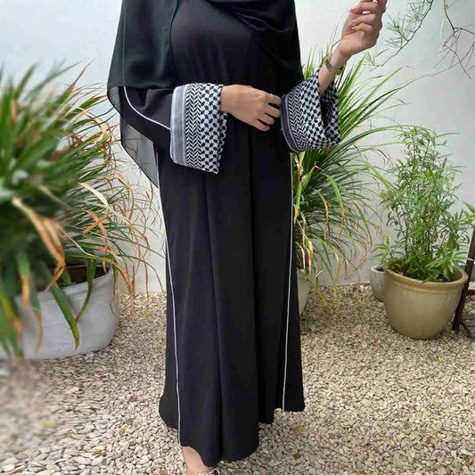 Muslim Women Linen Cotton Blend Abaya Dress