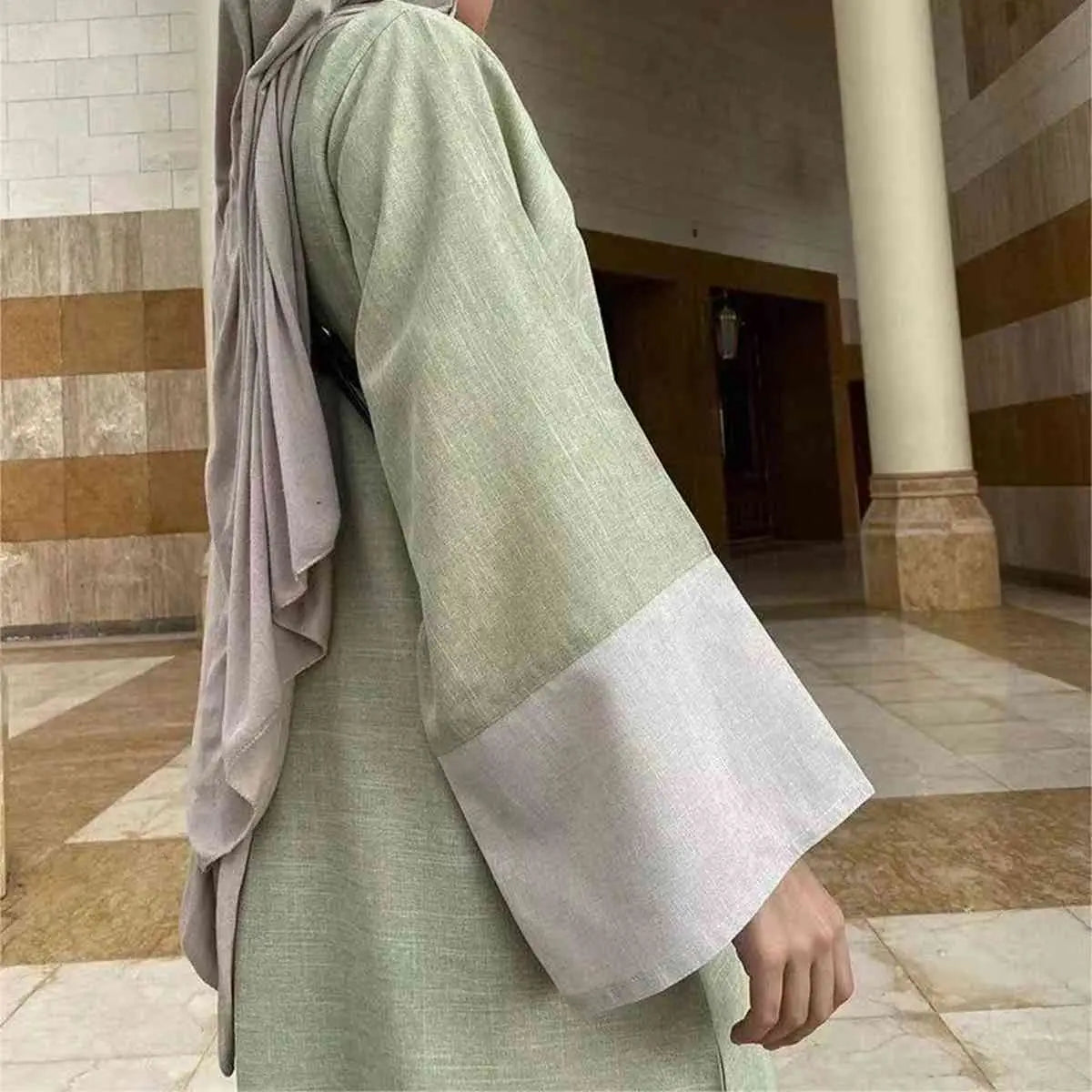 Linen Cardigan Open Abaya Dress