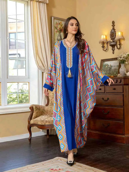 Eid Dress Batwing Sleeve Hotfix Rhinestone Farasha Caftan Kaftan Dress Jalabiya