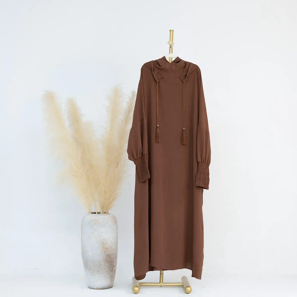 Hooded Abaya Prayer Dress Cotton Blend Jilbab Halal Clothing