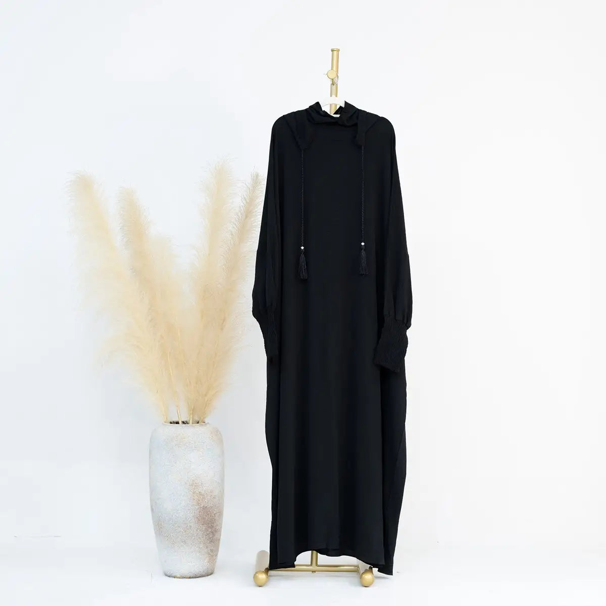 Hooded Abaya Prayer Dress Cotton Blend Jilbab Halal Clothing