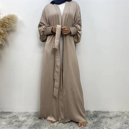 With Pocket Muslim Women Classic Daily Wear Open Abaya Dress