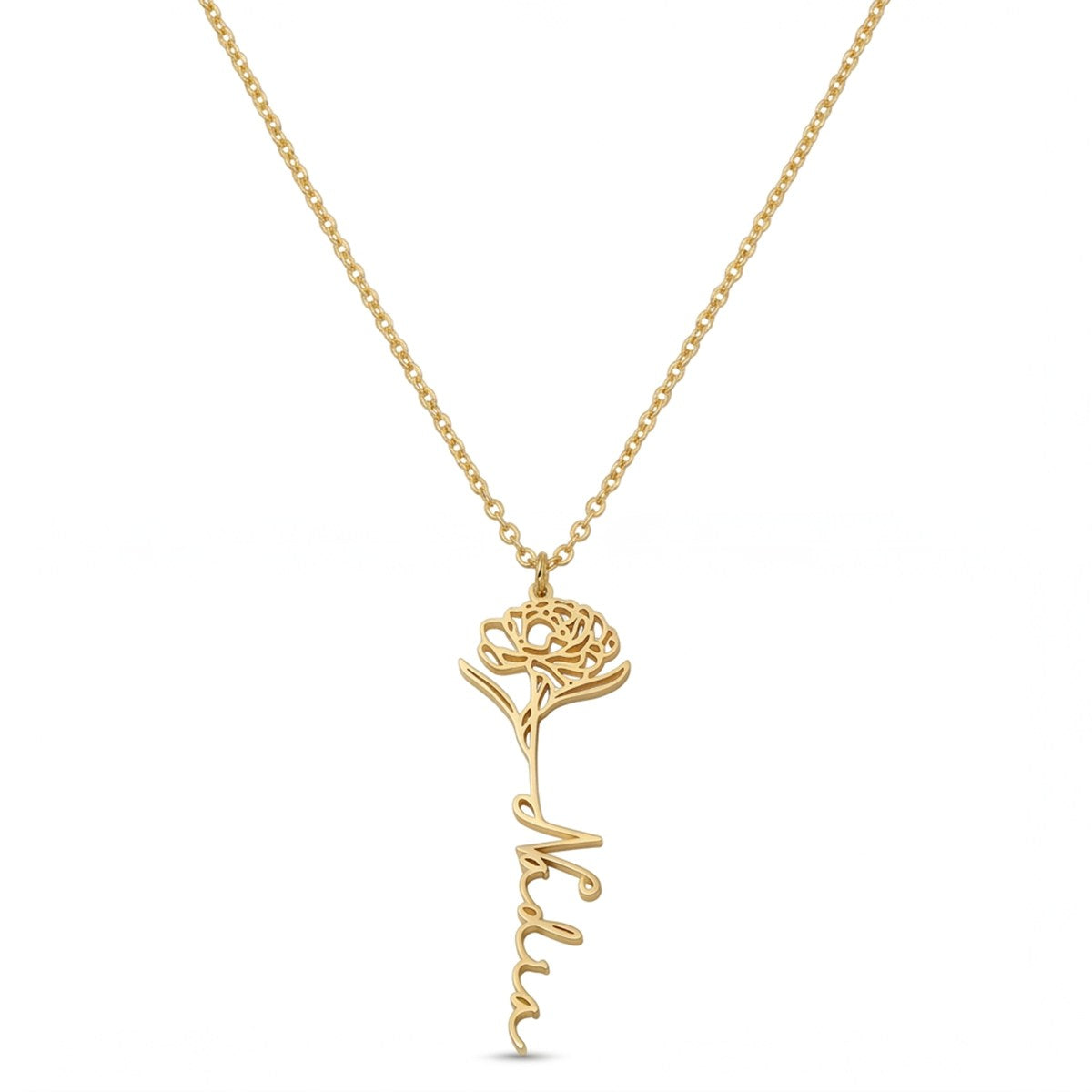 Personalized Name Necklace with Birth Flower