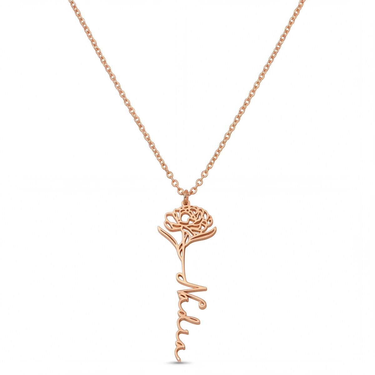 Personalized Name Necklace with Birth Flower