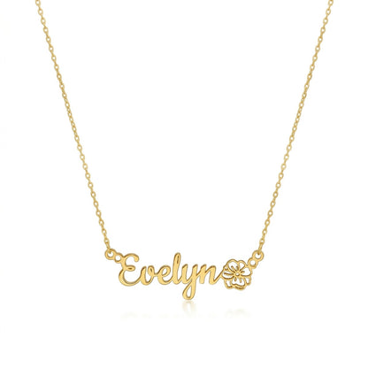 Personalized Name Necklace with Birth Flower Bouquet #3