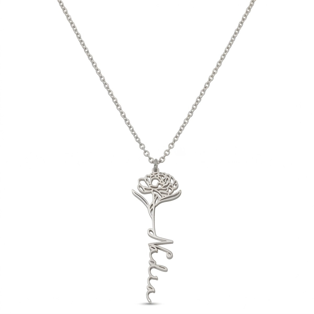 Custom Birth Flower Name Necklace - Personalized Jewelry - Gold/Silver/Rose Gold - Gift For Mom/Grandmother/Girlfriend