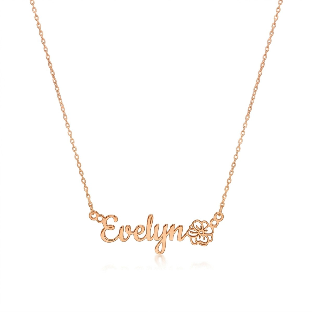 Personalized Name Necklace with Birth Flower Bouquet #3
