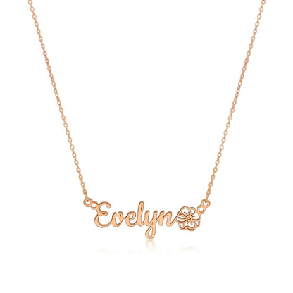 Personalized Name Necklace with Birth Flower Bouquet #3