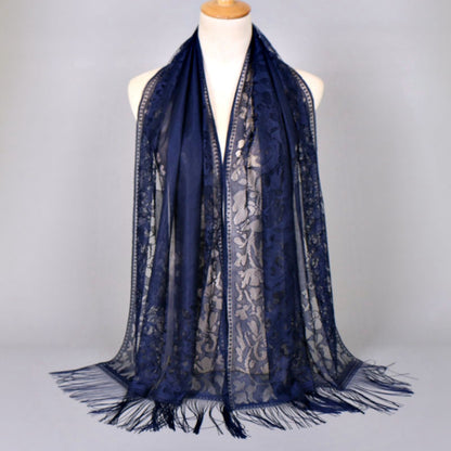 Muslim Women Lace Hollow Tassel Hijab Scarf #26VS068