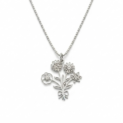 Birth Month Flower Necklace Jewelry For Mom, Grandma #118