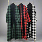 Muslim Women Plaid Open Abaya Dress