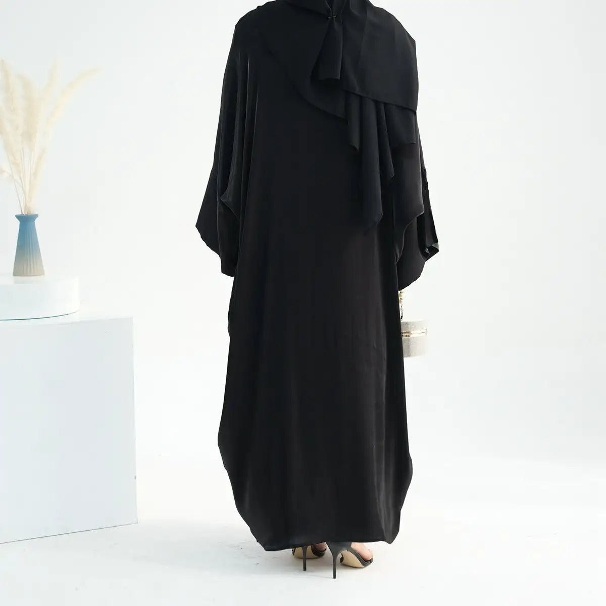 Gleam Shiny Cardigan Open Abaya Dress