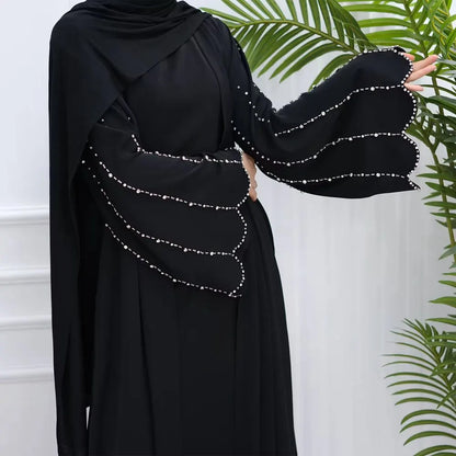 Hand-stitched Beads Nida Open Abaya Dress #251023