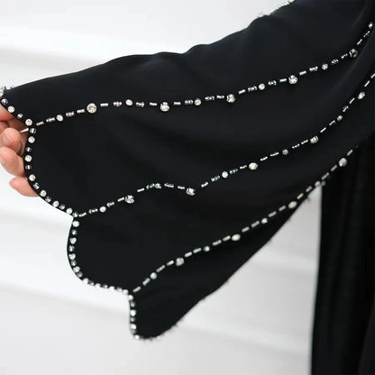 Hand-stitched Beads Nida Open Abaya Dress #251023