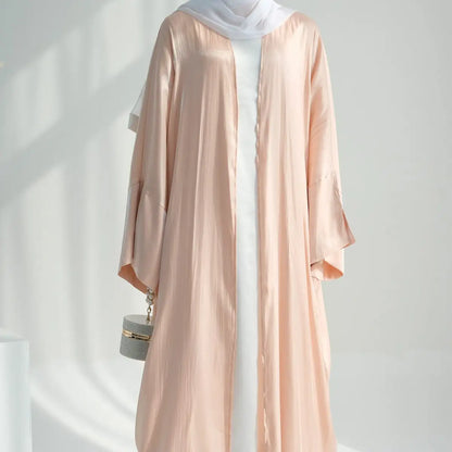 Gleam Shiny Cardigan Open Abaya Dress