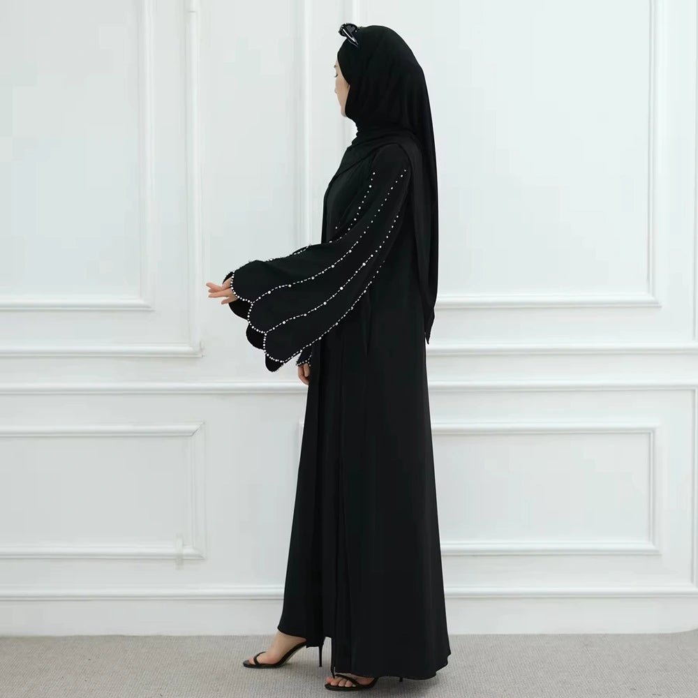 Hand-stitched Beads Nida Open Abaya Dress #251023