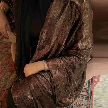 Muslim Women Bronzing Cardigan Open Abaya Dress