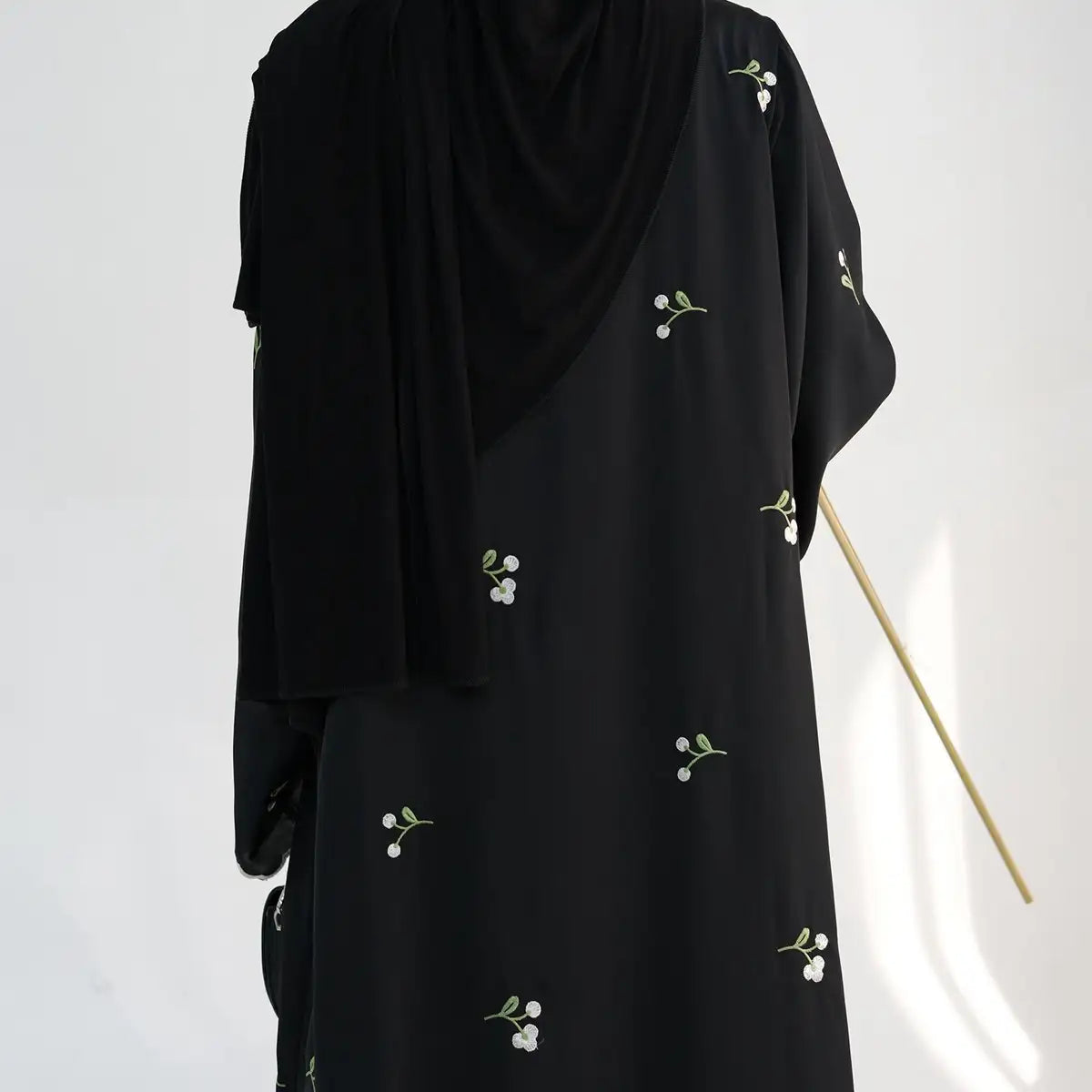 Nida Floral Embroidery Cardigan Open Abaya Dress