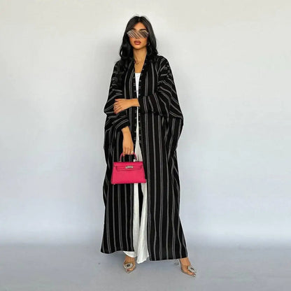 Zebra Print Cotton Cardigan Open Abaya Dress