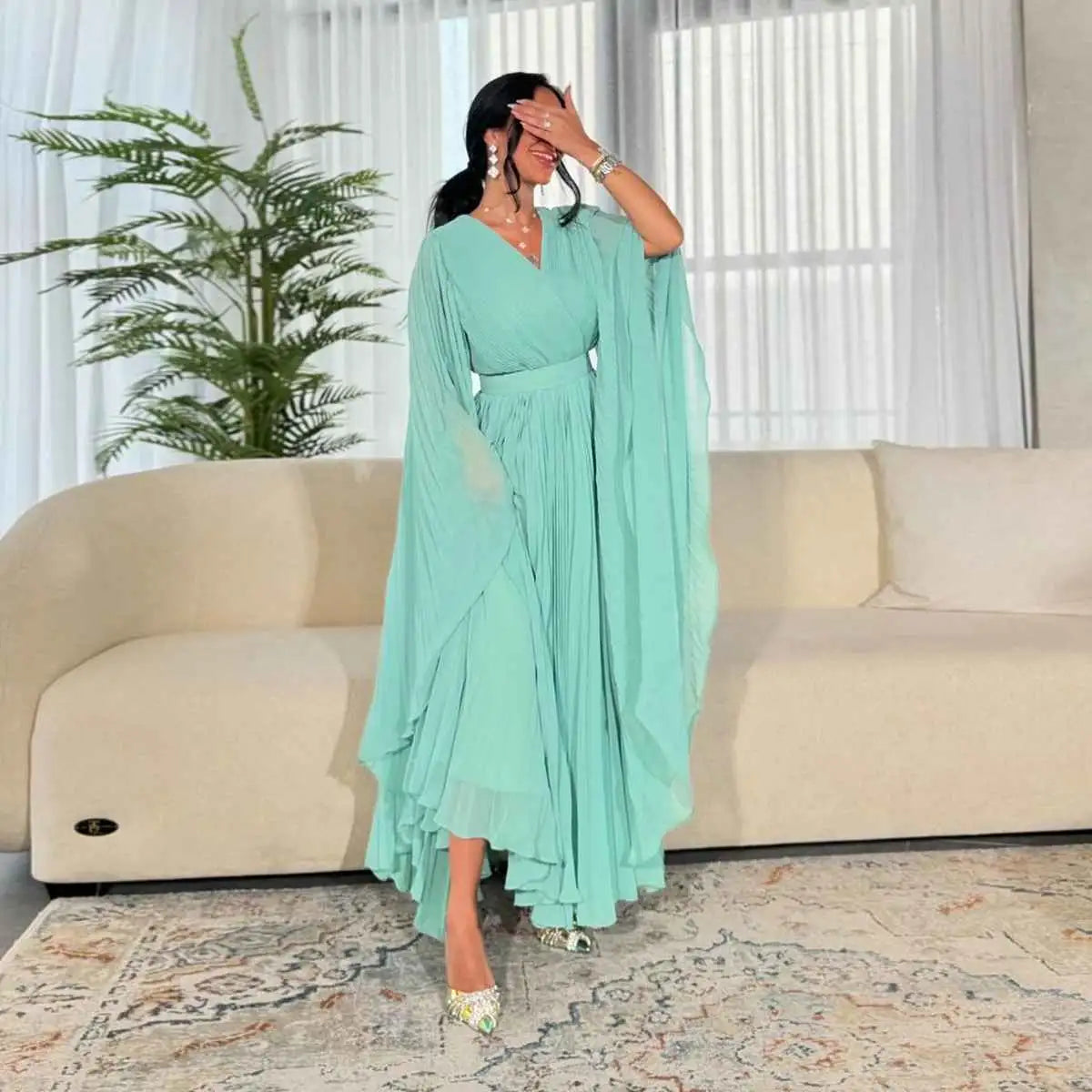 Chiffon Pleated Abaya Dress