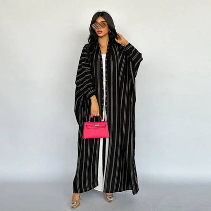 Zebra Print Cotton Cardigan Open Abaya Dress