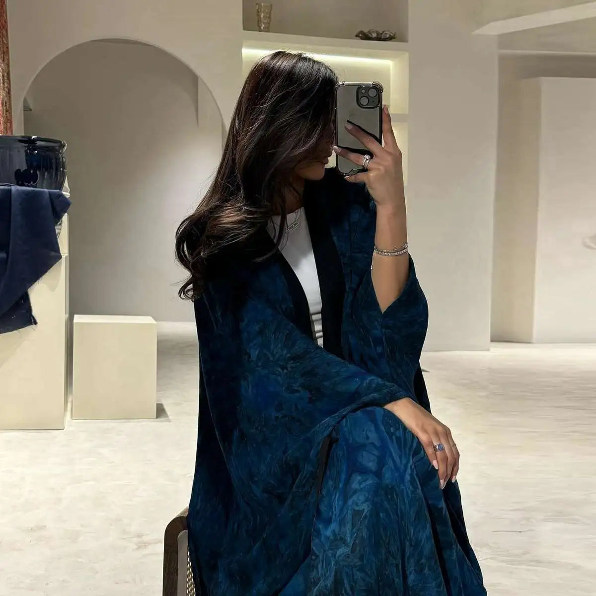 Tie-dye Cadigan Open Abaya Dress