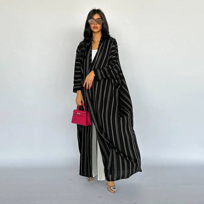 Zebra Print Cotton Cardigan Open Abaya Dress