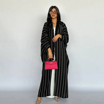 Zebra Print Cotton Cardigan Open Abaya Dress