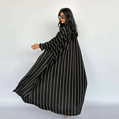 Zebra Print Cotton Cardigan Open Abaya Dress