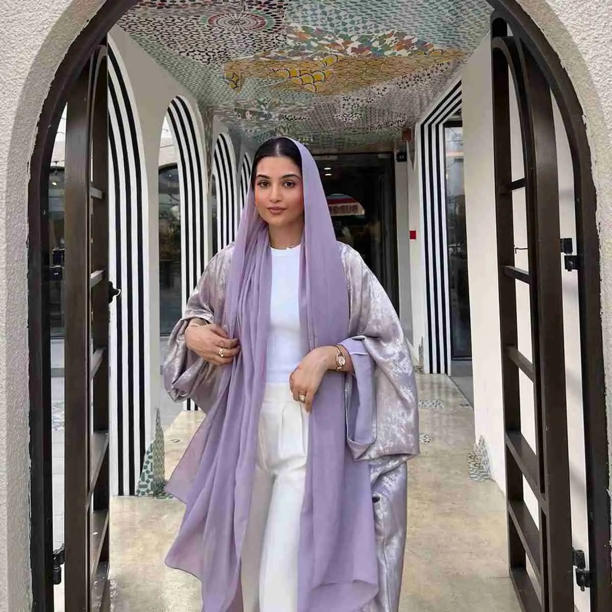 Muslim Women Bronzing Cardigan Open Abaya Dress