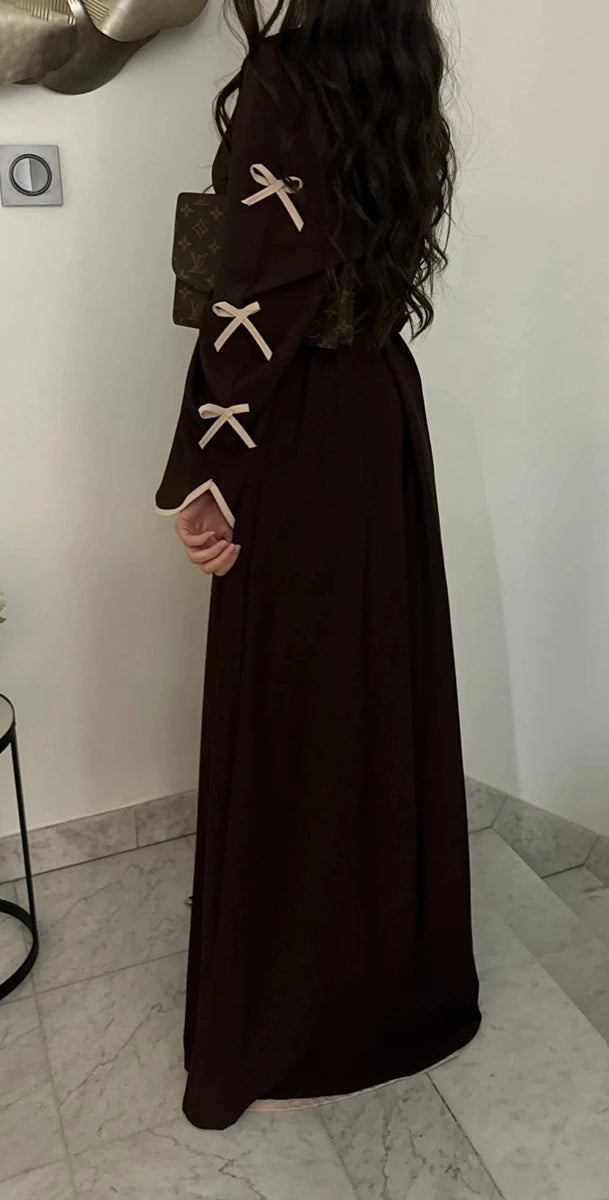 Nida Bows Open Abaya Dress #25962