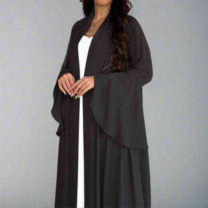 Muslim Women Ruffle Sleeve Cardigan Open Abaya Dress