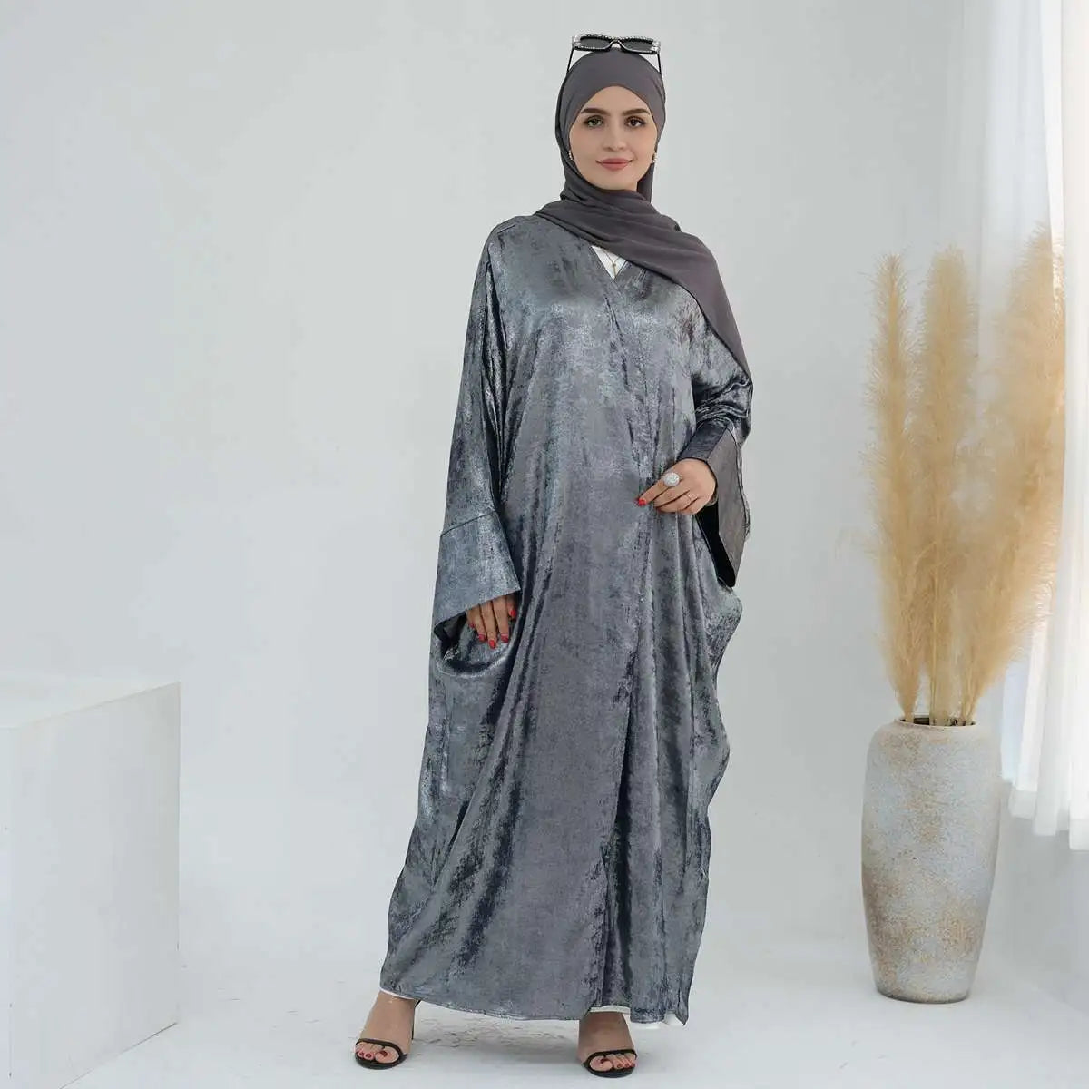Cardigan Open Abaya Dress - Bronzing Fabric