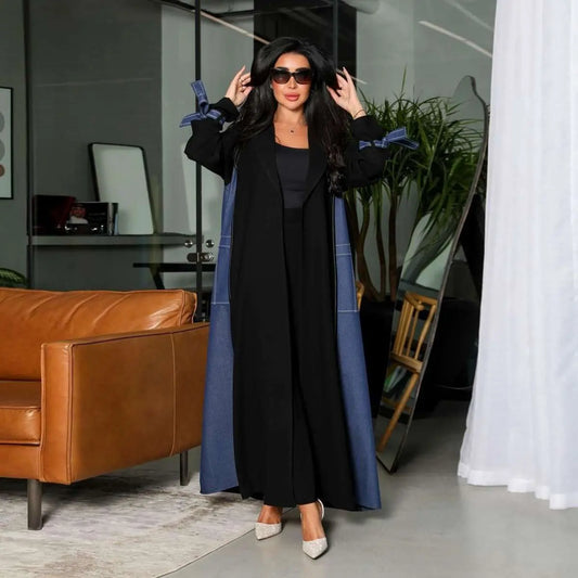 Modest Fashion Imitation Denim Cardigan Open Abaya Dress #24168