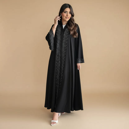 Muslim Women Hotfix Rhinestone Cardigan Open Abaya Dress #25251