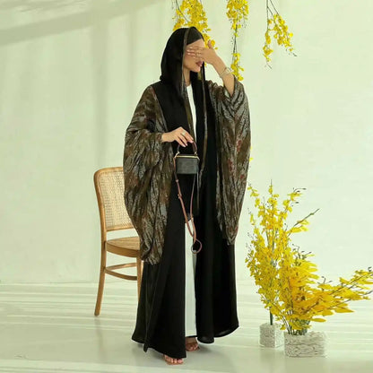 Muslim Women Open Abaya Dress With Matching Hijab #25243