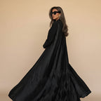 Pleated Cardigan Open Abaya Dress #25205
