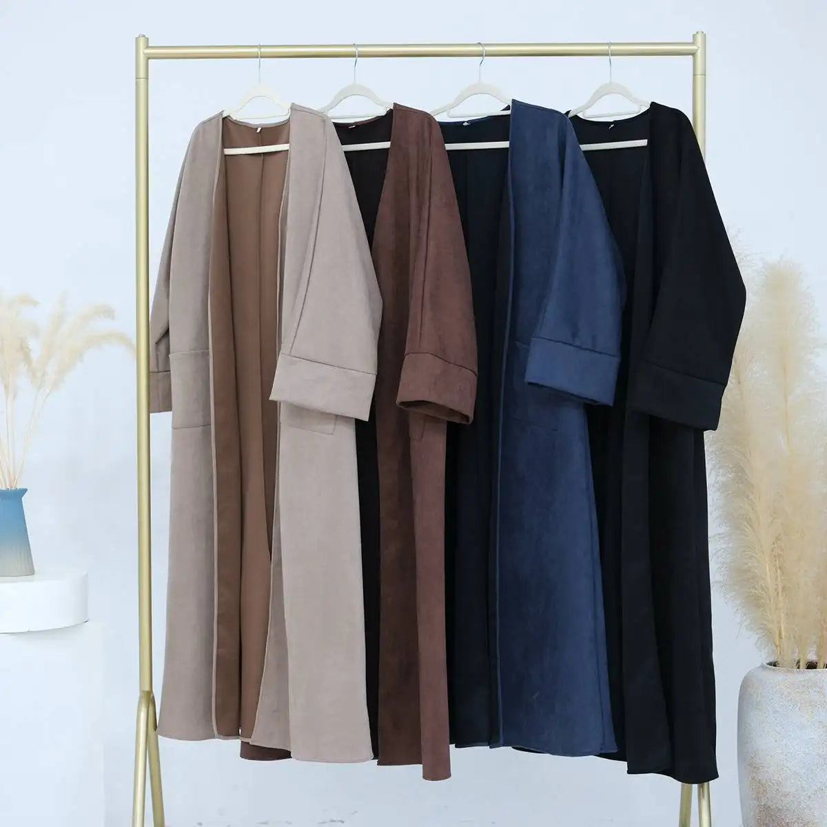 Winter Fall Velvet Cardigan Open Abaya Coat