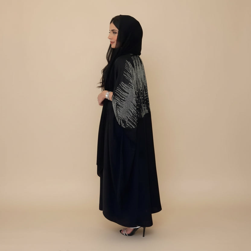 Muslim Women Hotfix Rhinestones Cardigan Open Abaya Dress #25212