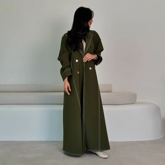 Double-breasted Cardigan Open Abaya Dress