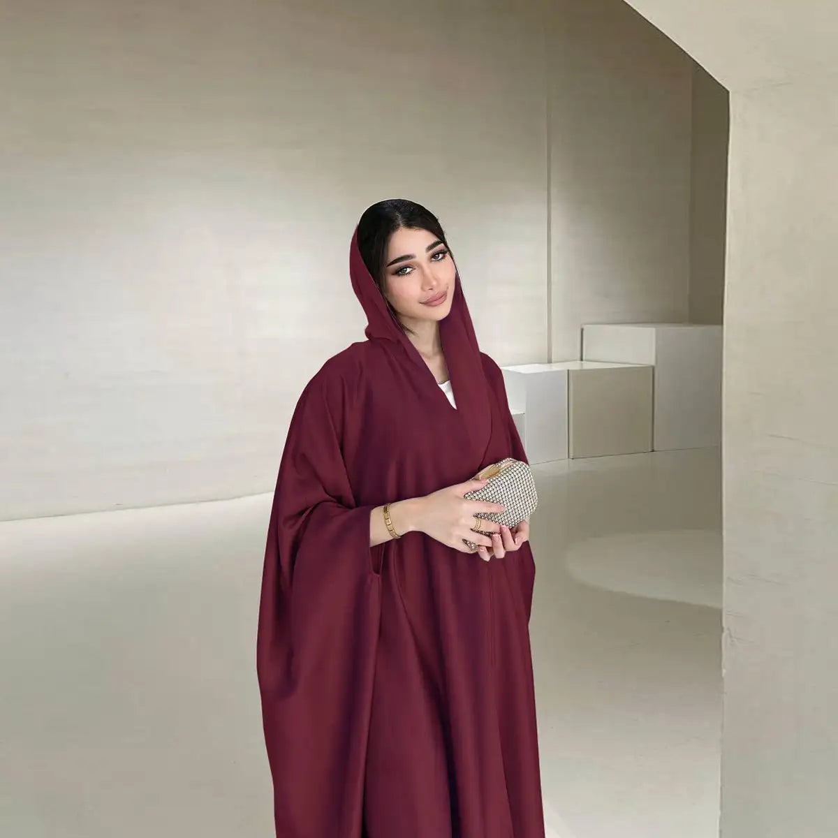 Muslim Women Farasha Sleeve Cardigan Open Abaya Dress