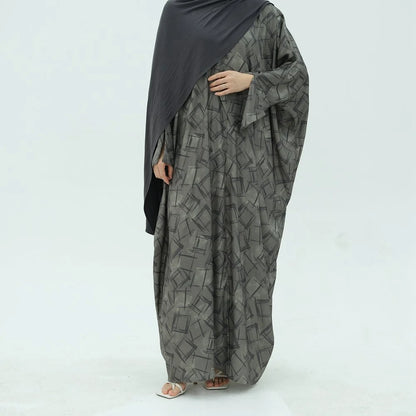 Middle East Dubai Pinted Cardigan Open Abaya Dress #25983