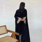 Pleated Wrinkle Cardigan Open Abaya Dress #25185