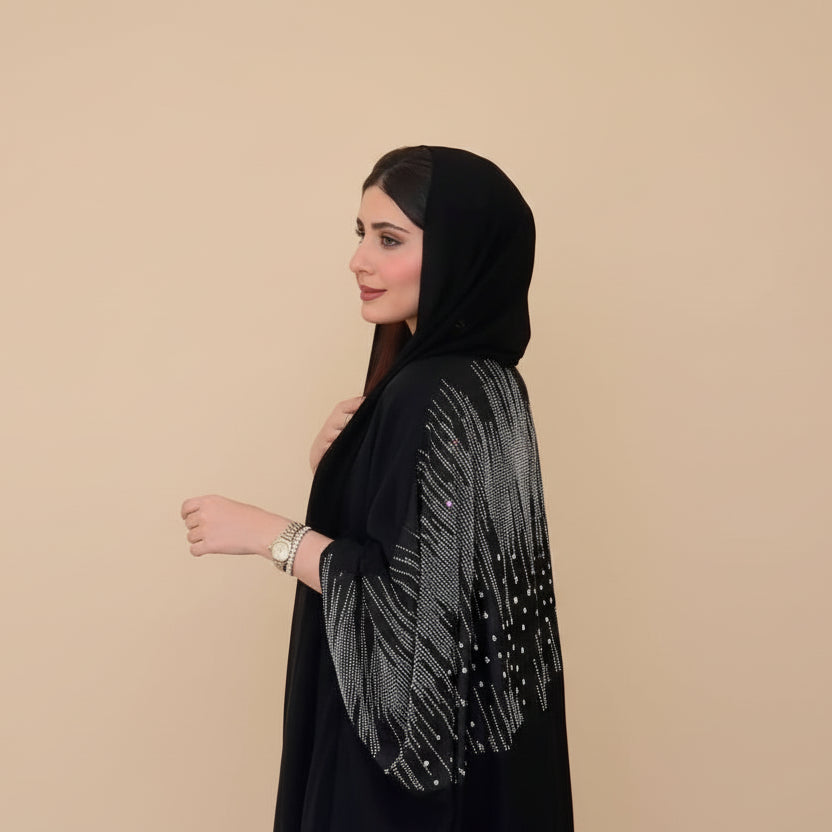 Muslim Women Hotfix Rhinestones Cardigan Open Abaya Dress #25212