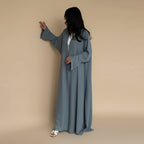 Satin Cardigan Open Abaya Dress #25218