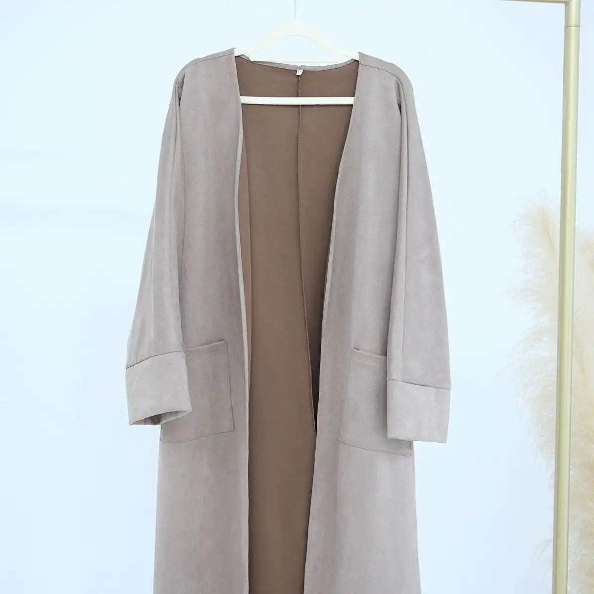 Winter Fall Suede Velvet Cardigan Open Abaya Coat