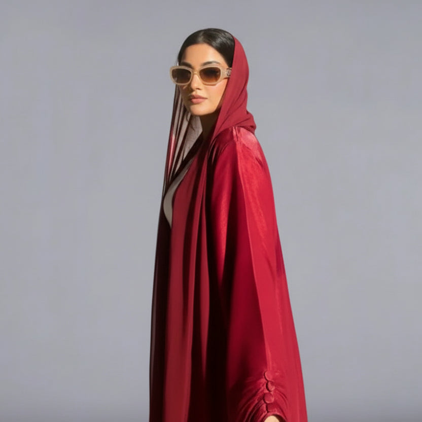 Bright Satin Cardigan Open Abaya Dress