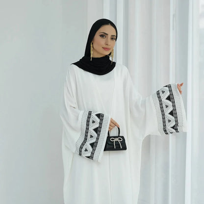 Embroidery Cardigan Open Abaya Dress #25844