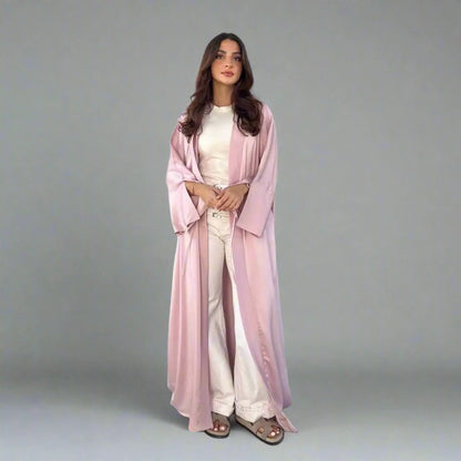 Satin Open Abaya Dress