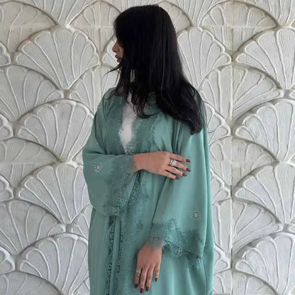 Lace Cardigan Open Abaya Dress #25214